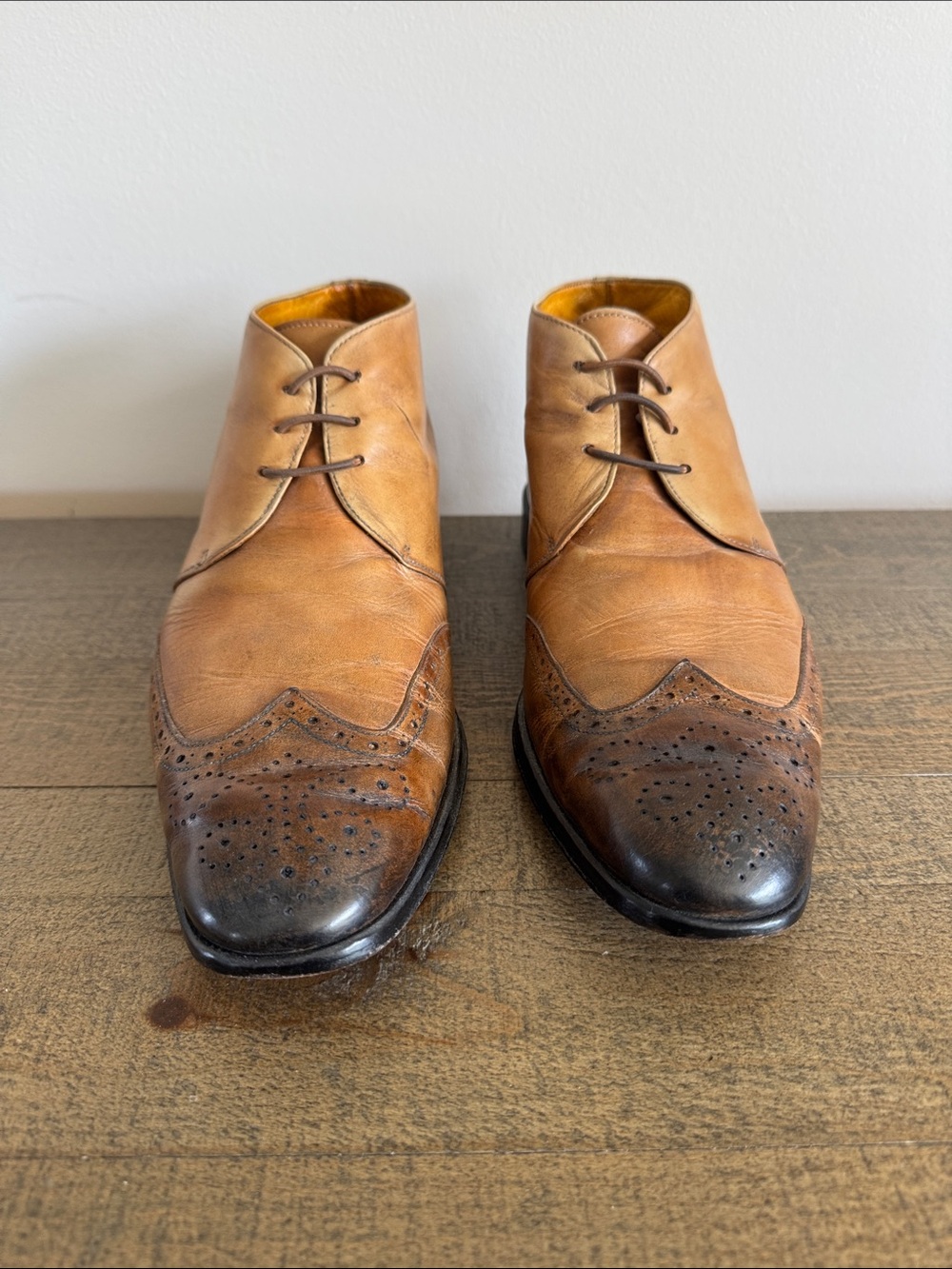 Men's Brown Leather Wingtip Chukka Boots
